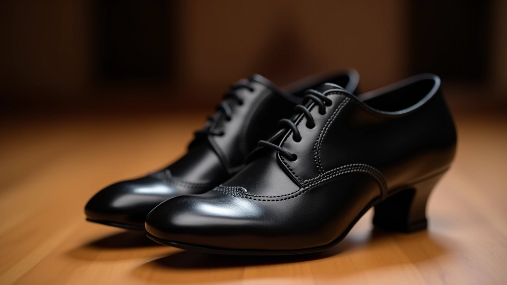Sapatos de dança de salão elegantes em primeiro plano, com foco no design e qualidade