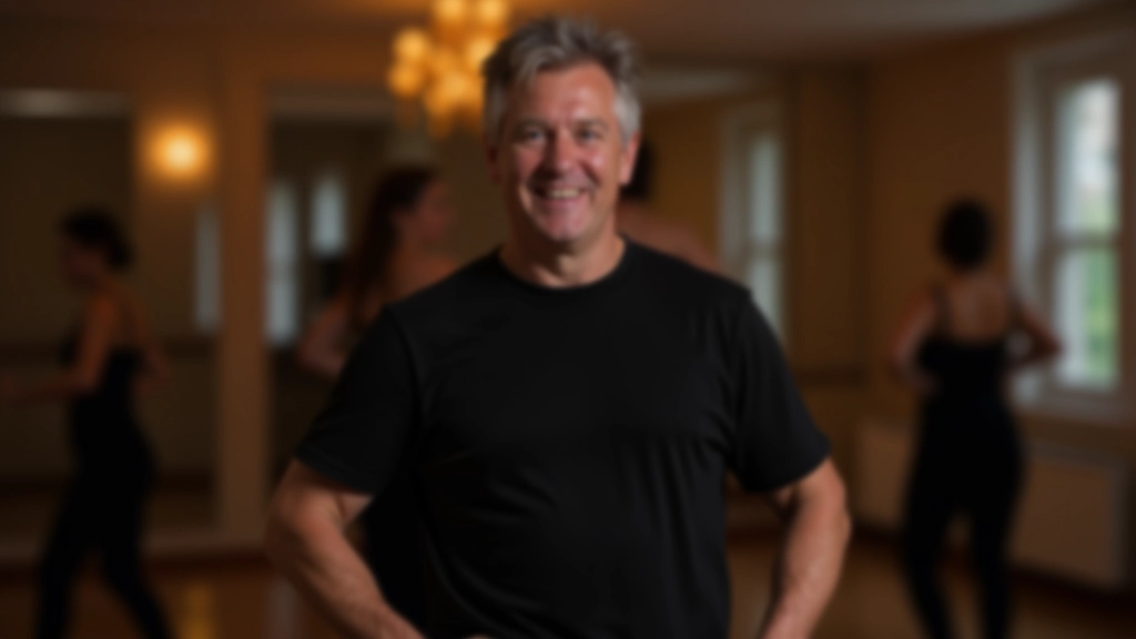 Instrutor de dança de bachata a demonstrar técnica básica num estúdio moderno