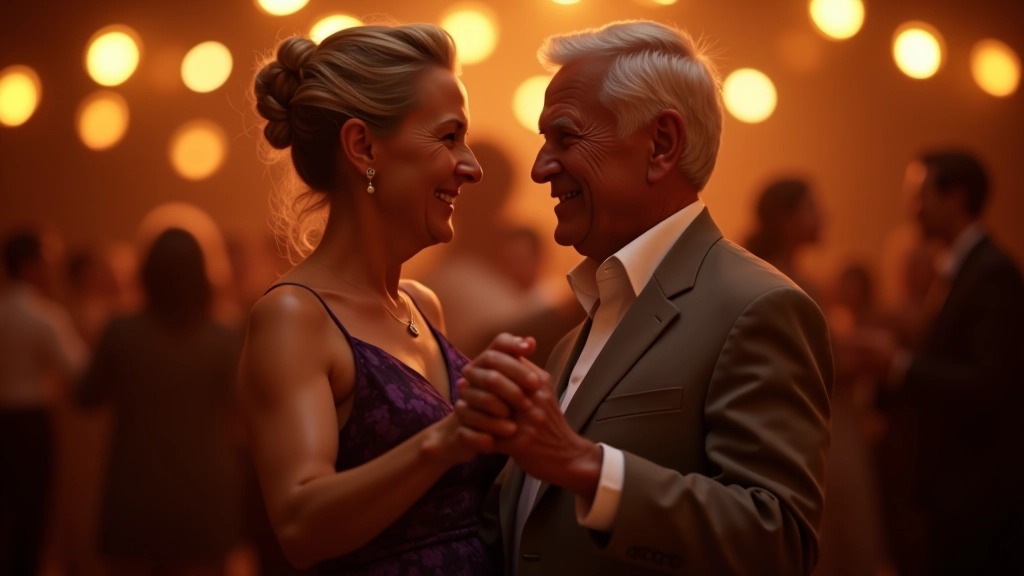 Adultos maduros a dançar juntos em evento social de dança